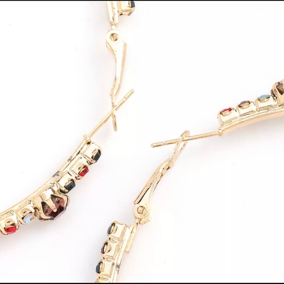 🔥Last One- 70mm Colorful Rhinestone Hoop Earrings - Picture 5 of 6